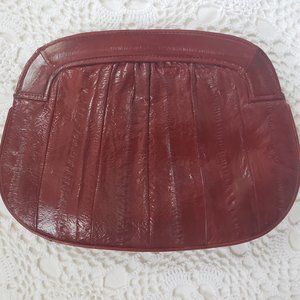 Oxblood Burgandy Genuine Eel Skin Vintage Clutch